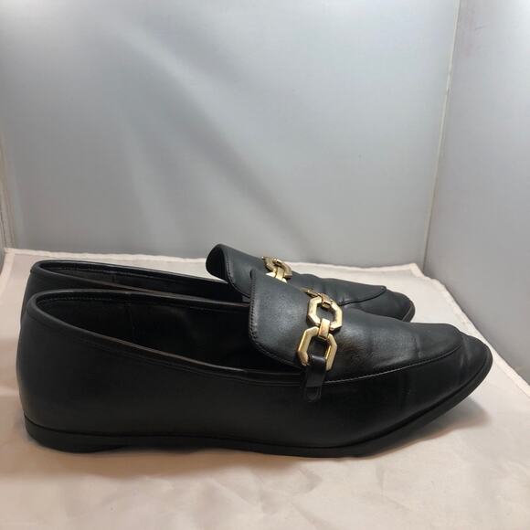 H&M Black Loafers with Gold Chain Detail - Picture 3 of 8